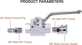 N P 768479463169 Np 4500 Psi High Pressure Washer Ball Valve Kit With 2 Adapters 3/8 Inch Quic #2