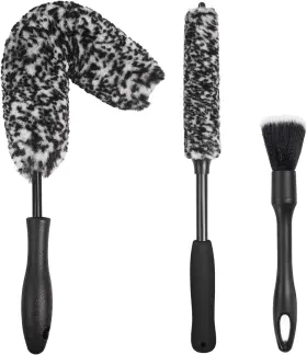 Nikcosmk 705353171222 3pcs Wheel Brush Kit For Car Detailing Tire Rim Cleaning Bendable Durable