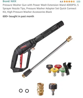 Nixx 744348406246 Pressure Washer Gun With Power Wash Extension Wand 4000 Psi 5 Sprayer Noz. Bd3 #2