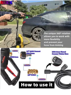 Nixx 744348406246 Pressure Washer Gun With Power Wash Extension Wand 4000 Psi 5 Sprayer Noz. Bd3 #3