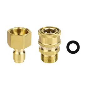 1030016 Nqeuepn 2pcs M22-14mm To 1/4in Pressure Washer Adapter Set Brass Cou