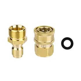 Nqeuepn 1030095 2pcs Pressure Washer Adapter Set M22 15mm To 3/8 Inch Quick Disconnect Kit Press