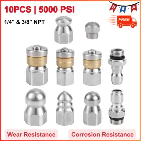 1030340 Nqeuepn 10pcs Sewer Jetter Nozzle With 1/4 Inch And 3/8 Npt Quick Connectors Stainless Steel