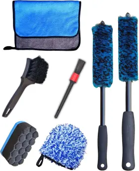 Wb001-2024-7 Oesee 7pcs Car Wheel Rims Detail Cleaning Pro Wash Kit 7 Pack Blue And Black
