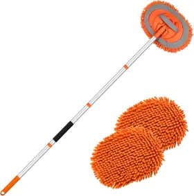 0225 Ordenado 62 Inch Car Wash Brush Kit Mitt Mop Sponge With Long Handle D-orange