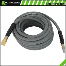 Ou11806407171641parts Outstanding-carparts Pressure Washer Hose Gray Non-marking With Couplers 100ft 4000psi 3/8 Inch