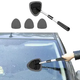 Qph3093 Paclvio Windshield Cleaning Tool Car Window Cleaner With 4 Washable Reusable Grey