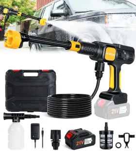 S03-002 Pircaath Cordless Pressure Washer 600psi Portable Power With 6-in-1 Nozzle And F
