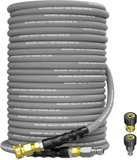16in-gsg-gy-125ft-001 Pohir Acc-5#16in-gsg-gy-125ft-001 125ft 3/8 Inch Pressure Washer Hose 4500psi Wire Braided Kink Resistant Power