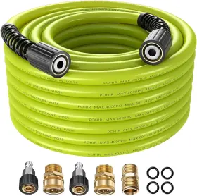 Fbg-25ft-w-1 Pohir Fbg-25ft-w-1#4-lw-pstz-new1 25ft 1/4 Inch Pressure Washer Hose 4000psi Flexible Power Extension M22