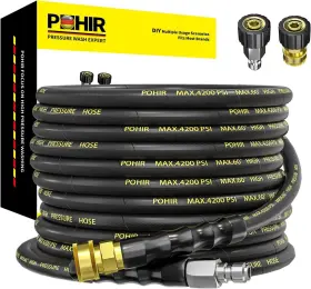Gsg-25ft-y-1 Pohir Gsg-25ft-y-1#4-kc 25ft 1/4 Inch Pressure Washer Hose 4200psi Flexible Wire Power Extension Gsg-25ft-y-1 Pohir Gsg-25ft-y-1#4-kc 25ft 1/4 Inch Pressure Washer Hose 4200psi Flexible Wire Power Extension