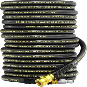 8-100ft-jy Pohir Js-gsg-3#8-100ft-jy 100ft 3/8 Inch Pressure Washer Hose 4800psi Kink Resistant 2-braided Steel Wire