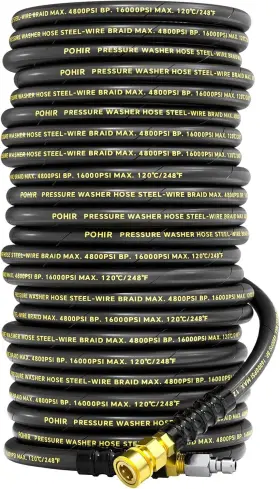 8-200ft-jy Pohir Js-gsg-3#8-200ft-jy 200ft Pressure Washer Hose 4800psi 3/8 Inch Kink Resistant Power Quick Connect