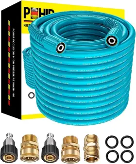 Qlfbg-50ft-w-1 Pohir Qlfbg-50ft-w-1#4-lw-kctz 50ft 1/4 Inch Pressure Washer Hose 4000psi Flexible Power Extension M22