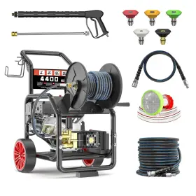 Qyj-400c Pohir 4400 Psi 4.0 Gpm Gas Pressure Washer With Electric Start 50ft Hose 5 Nozzles Kits
