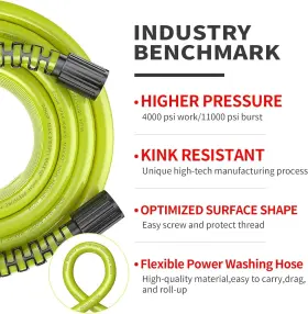 Wm-js-gyq-50ftfbg-01 Pohir 3600 Psi Pressure Washer Gun 50ft Flexible Power Washing Hose And 15 Inch Wand #3