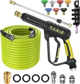 Wm-js-gyq-50ftfbg-01 Pohir 3600 Psi Pressure Washer Gun 50ft Flexible Power Washing Hose And 15 Inch Wand