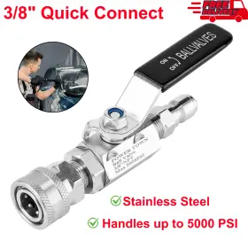 Vpw010 Power Town Ball Valve Pressure Washer 5000 Psi Shutoff 3/8 Inch Quick Connect