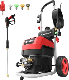 Dw1028a Powersmart Electric Pressure Washer 2800 Psi Max 2.0 Gpm 8 Inch Wheels 5 Spray Tips 2500psi
