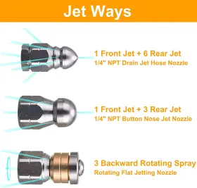 Pc08 Pwaccs Sewer Jetter Nozzle For Pressure Washer Stainless Steel Drain Cleaning T #2