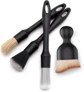 4-brush Qiotceen Car Detailing Brush Set - 4-piece Kit For Interior And Exterior Black