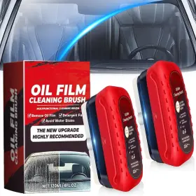 Quanrol 738232346725 2-pack Automotive Oil Film Cleaning Brush For Car Windshield Cerise