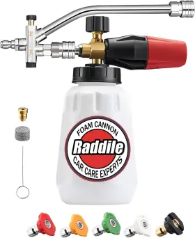 Raddile 313044134144 Foam Cannon With Double Tip Attachment Wide Neck Heavy Duty Car Blaster A