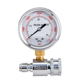 Raincovo 788422954599 Pressure Washer Gauge 6000 Psi 3/8 Inch Quick Connect For P