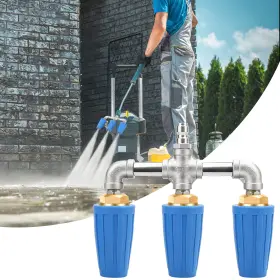 Redtagtown 655887908651 Triple Spray High-pressure Washer Nozzle For Driveway Car Deck Cleaning 4000 Psi