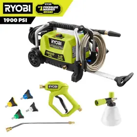 1900 Ryobi 744759528711 Psi 1.2 Gpm Cold Water Wheeled Corded Electric Pressure Washer With Premium