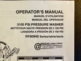 Ry80942 Ryobi Original Operators Manual 3100 Psi Pressure Washer #2