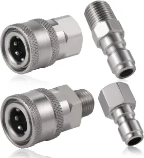 D15334 Savita 4pcs Pressure Washer Coupler Npt 1/4 Inch Stainless Steel Quick Connect Fitting