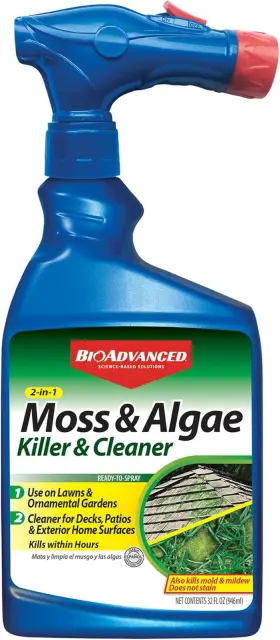 704710b Sbm Life Science Bioadvanced 2-in-1 Moss And Algae Killer Cleaner For Lawns Roofs Patios D