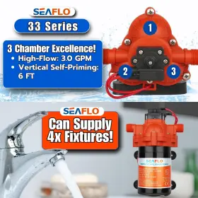Seaflo 647336944273 Dc Diaphragm Pump - 12v 3.0 Gpm 45psi With Automatic Switch #2