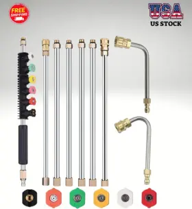 Selkie 782902454937 Stainless Steel Power Wand Pressure Washer Extension With Spray Nozzle Tips