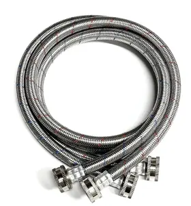 Shark Industrial 963063154751 2-pack Premium Stainless Steel Washer Hoses - 4 Ft No-lead Burst Proof Red An