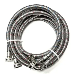 Shark Industrial 963063155376 2-pack 8ft Stainless Steel Washer Hoses 1/2 Inch Id No-lead Burst Proof 90 Elbow