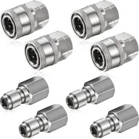 Shimeyao 313045537517 4 Sets Npt 1/4 Inch Pressure Washer Coupler Quick Connect Plug Male Fem