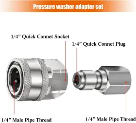 Shimeyao 445056445437 2 Sets Npt 1/4 Inch Pressure Washer Coupler Quick Connect Plug Male #2