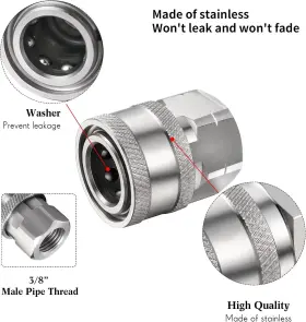 Shimeyao 445056445437 2 Sets Npt 1/4 Inch Pressure Washer Coupler Quick Connect Plug Male #3