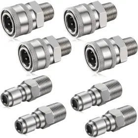 Ri-shimeyao-0545 Shimeyao 4 Sets Npt 1/4 Inch Pressure Washer Coupler Quick Connect Plug Male Female 1/