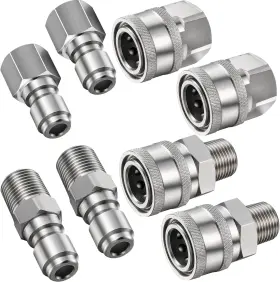 Ri-shimeyao-0720 Shimeyao 4 Sets Npt 1/4 Inch Pressure Washer Coupler Quick Connect Plug Male Fem