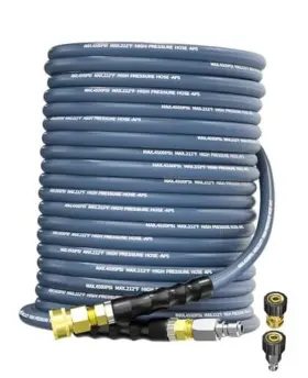 Shuhui 700398186996 Pressure Washer Hose 3/8 Inch For Cold And Hot Water 212 F With Swivel 100ft Blue
