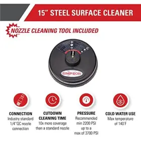 80165 Simpson 879399001772 Cleaning Universal 15 Inch Steel Pressure Washer Surface Cleaner Fo #2