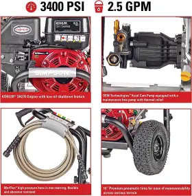 Ms61084-s Simpson 879399005572 Cleaning Megashot 3400 Psi Gas Pressure Washer 2.5 Gpm Kohler Sh2 #2