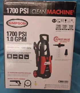 Cm61351 Simpson Clean Machine Electric Pressure Washer 1700 Psi