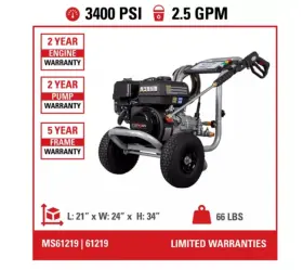 Ms61367 Simpson 3 400 Psi 2.5 Gpm Gas Cold Water Megashot Pressure Washer #sheb #2