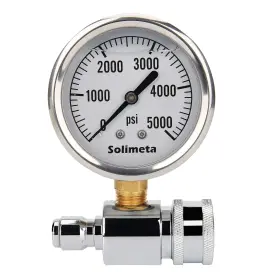 Solimeta 727196924711 2-1/2 Inch Pressure Washer Gauge Kit 3/8 Quick Connect 5000 Psi