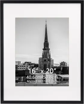 Kyxk11141620 Sooprinse 16x20 Black Picture Frame Display Pictures 11x14 With Mat Or Without
