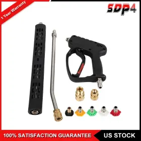 Sdp18013k207s Speedyparts4u High Pressure Washer Gun 5000psi 3/8 Inch With Extension Wand Trigger Handle 1/4